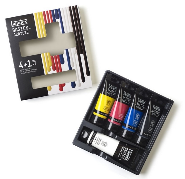 Liquitex Basics Acrylic 4x75ml  1x118ml Set