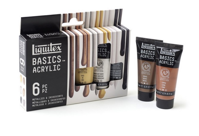 Liquitex Basics Acrylic 6x22ml Set - Metallics & Iridescents